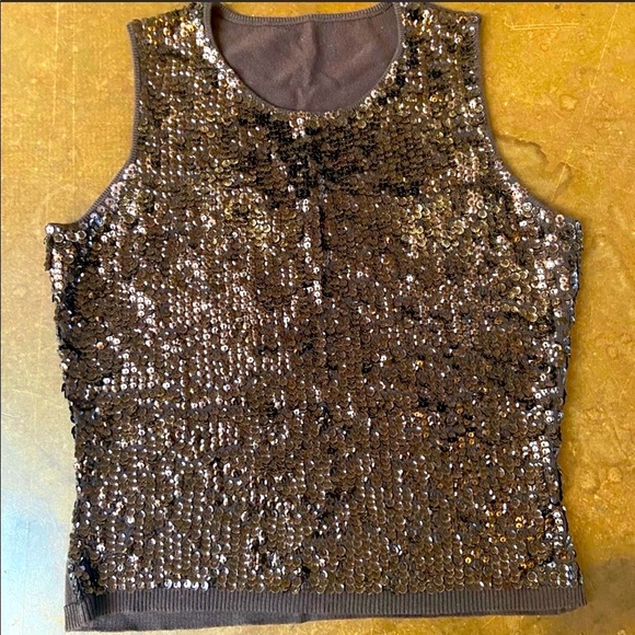 Silk Sequins Crew Neck Top - Picture 3 of 3